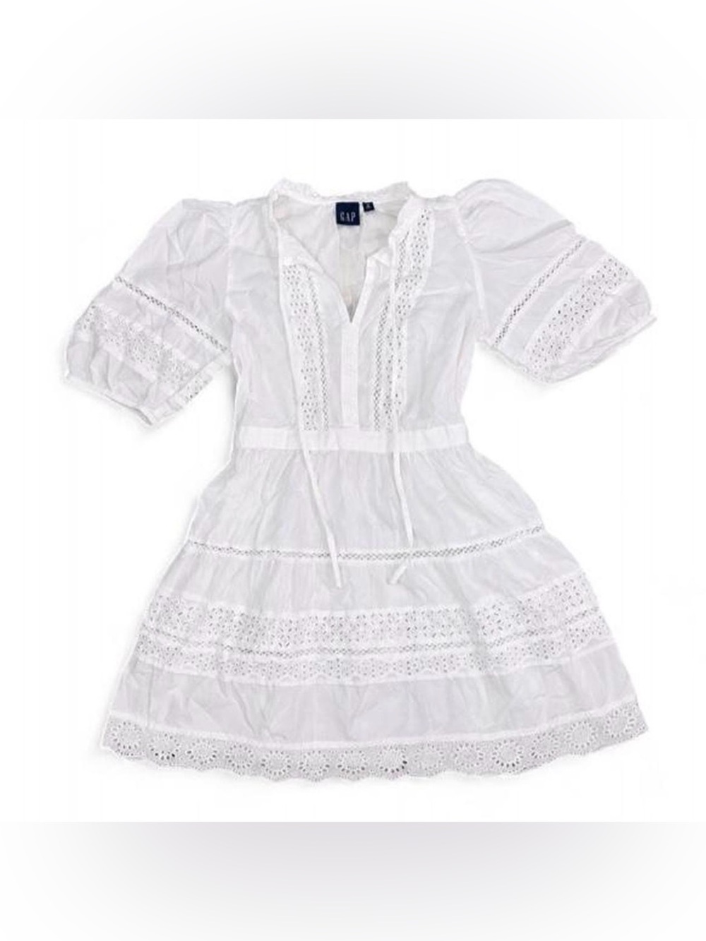 GAP White Eyelet Tiered Mini Dress